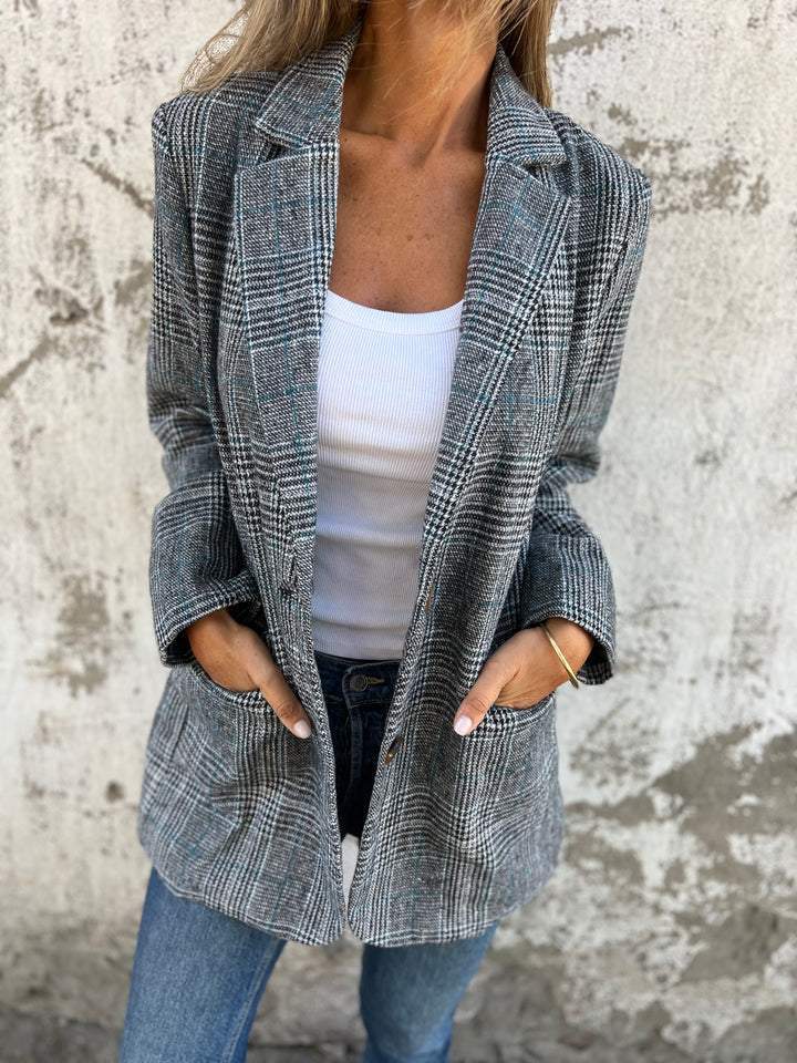 CHECKED LAPEL BLAZER FOR WOMEN