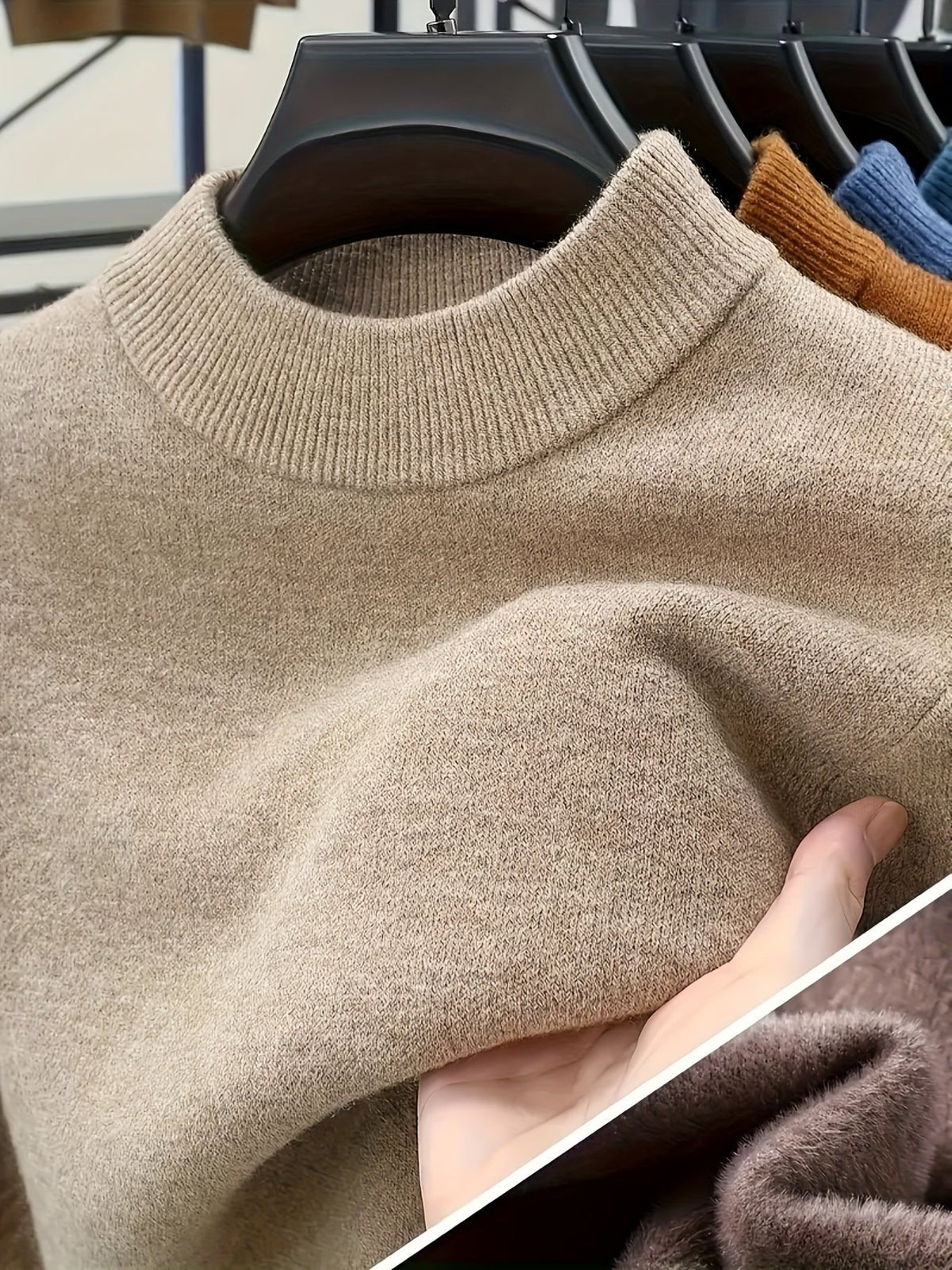 MOCK NECK KNIT SWEATER FOR MEN