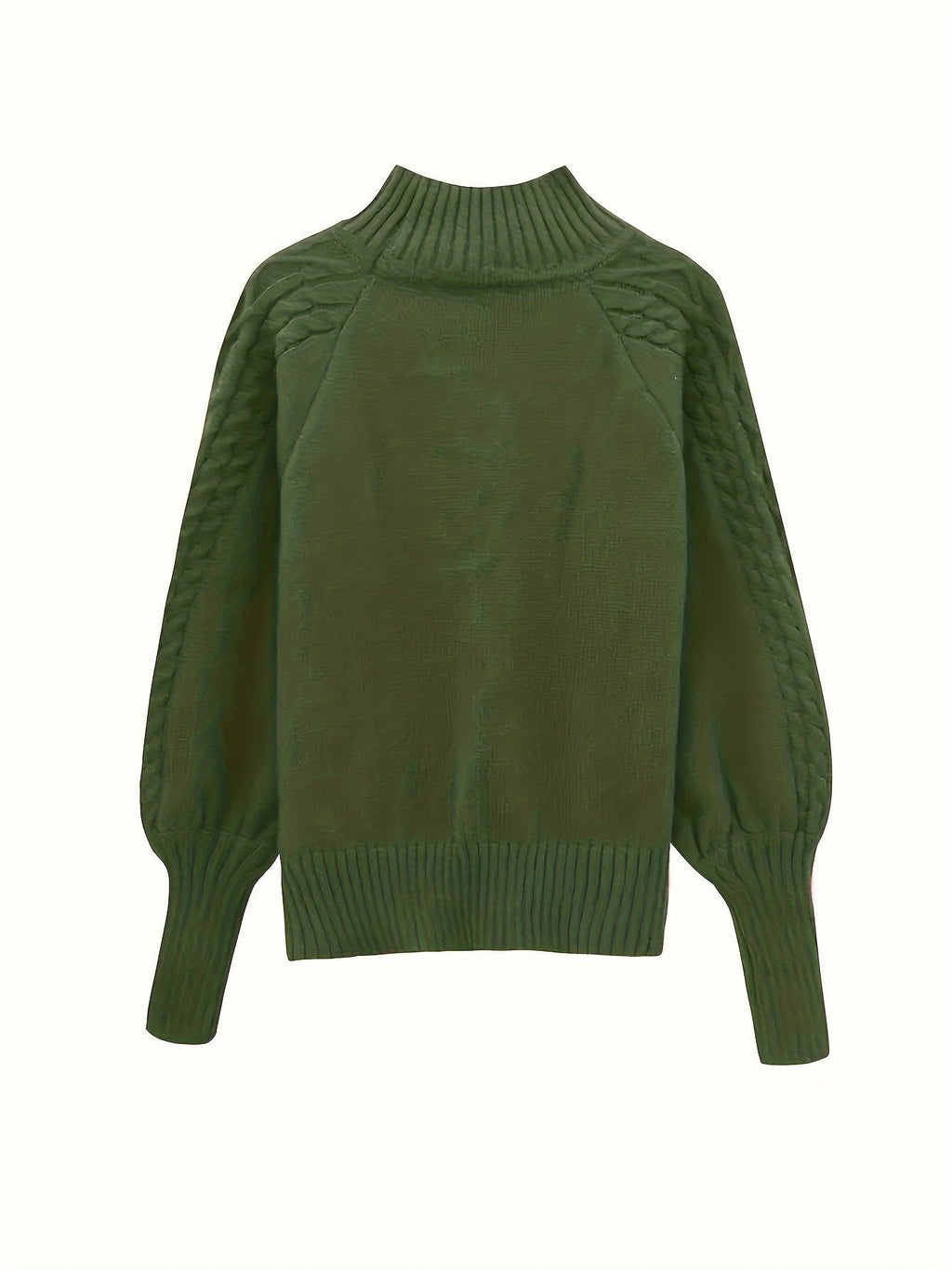 HALF-HIGH COLLAR CABLE KNIT SWEATER FOR WOMEN
