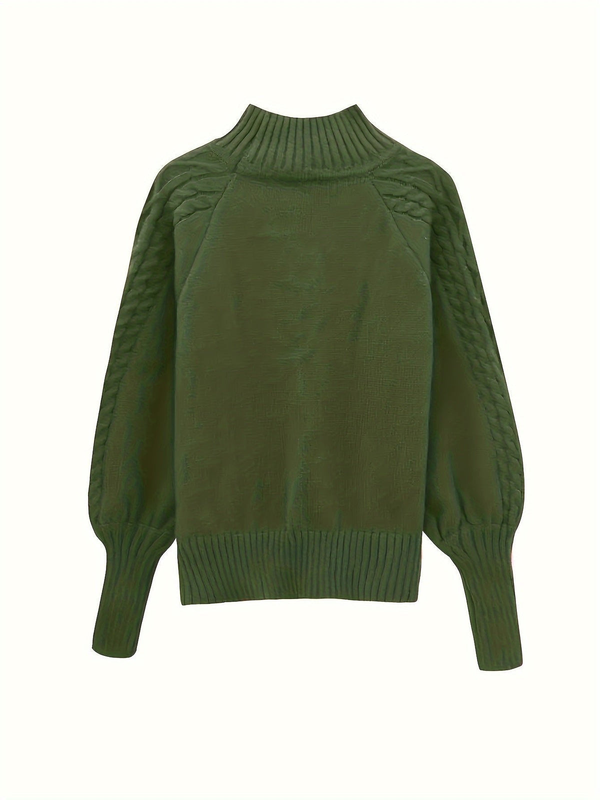HALF-HIGH COLLAR CABLE KNIT SWEATER FOR WOMEN