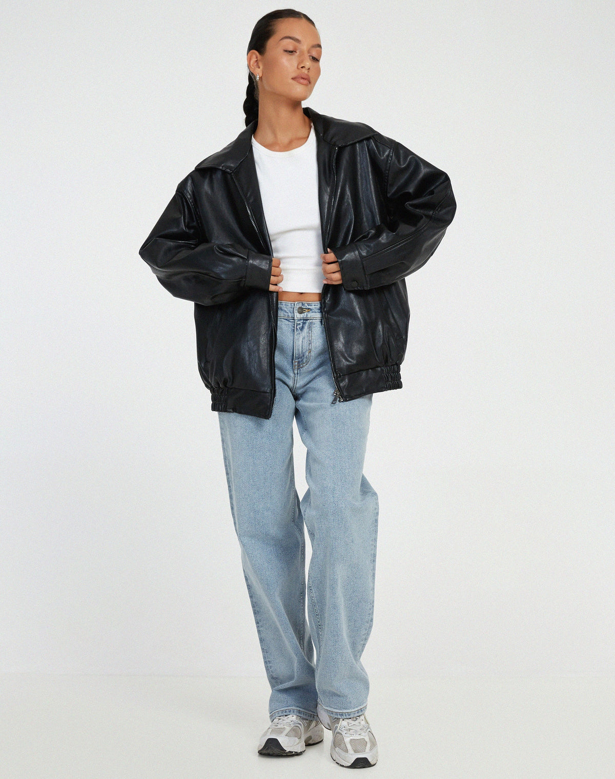 OVERSIZED FAUX SUEDE LEATHER JACKET FOR WOMEN