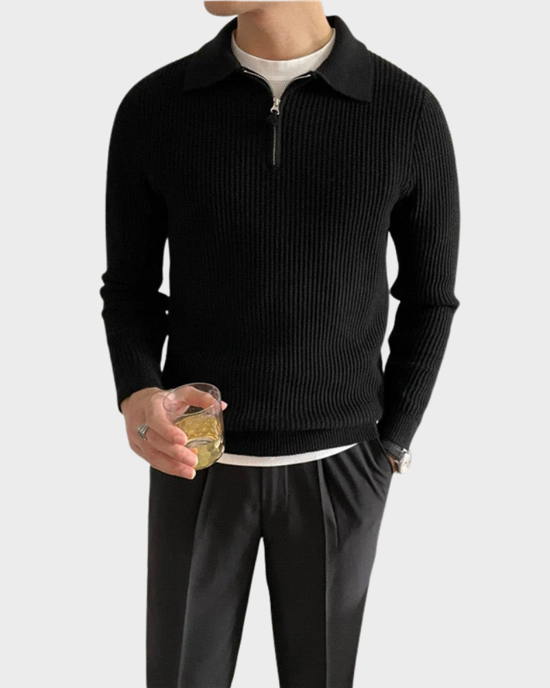 ZIP COLLAR KNIT SWEATER FOR MEN