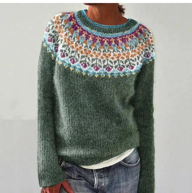 STRIPED FUZZY KNIT SWEATER FOR WOMEN