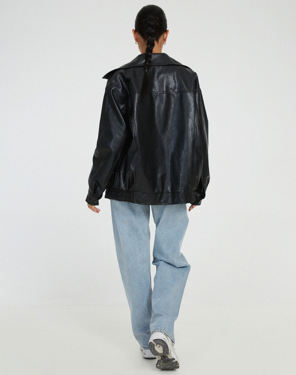 OVERSIZED FAUX SUEDE LEATHER JACKET FOR WOMEN