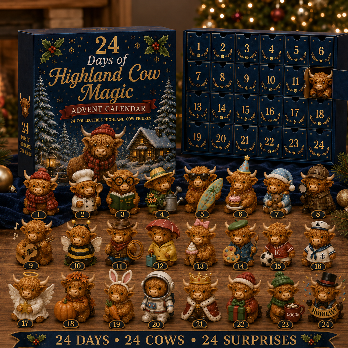 HIGHLAND COW ADVENT CALENDAR – 24 COLLECTIBLE MINI FIGURES