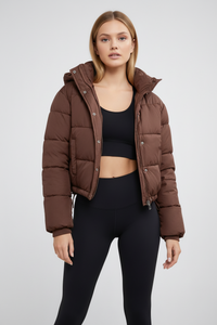 CROPPED HOODED PUFFER JACKET FOR WOMEN