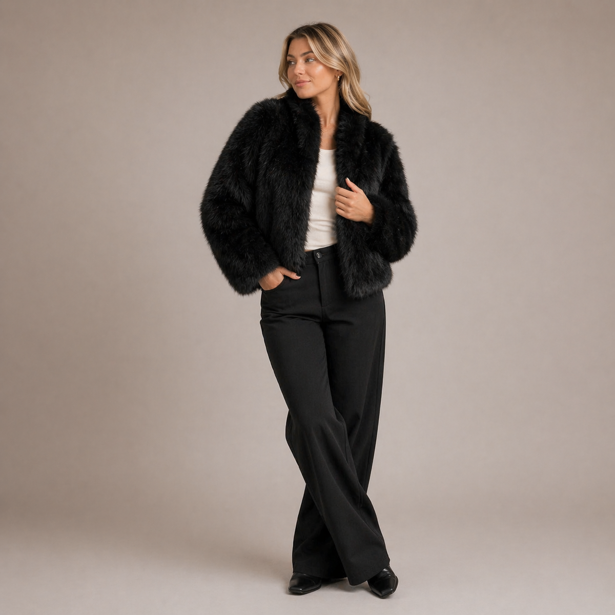 ROUND NECK WOOL COAT WOMEN