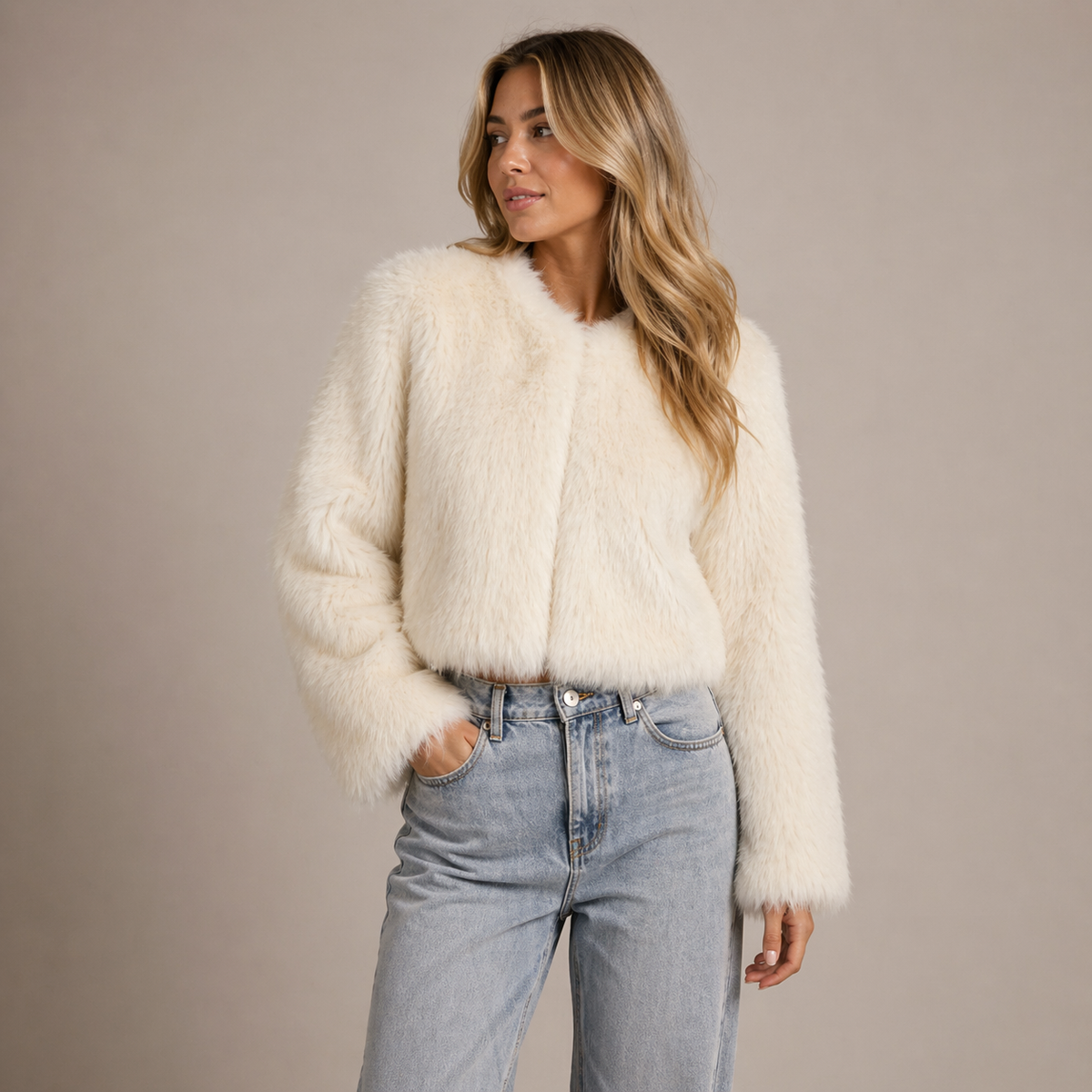 ROUND NECK WOOL COAT WOMEN