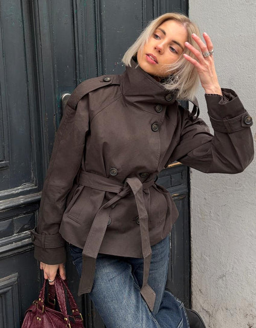 BELTED TRENCH COAT FOR WOMEN DAMEN LANGE WINTERJACKE