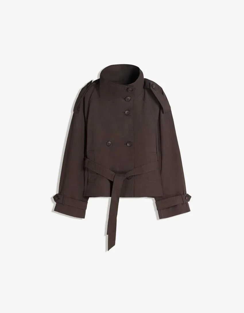 BELTED TRENCH COAT FOR WOMEN DAMEN LANGE WINTERJACKE