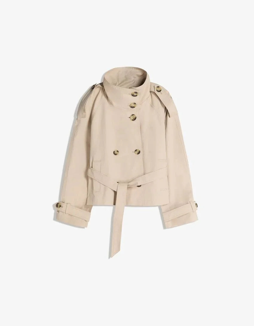 BELTED TRENCH COAT FOR WOMEN DAMEN LANGE WINTERJACKE