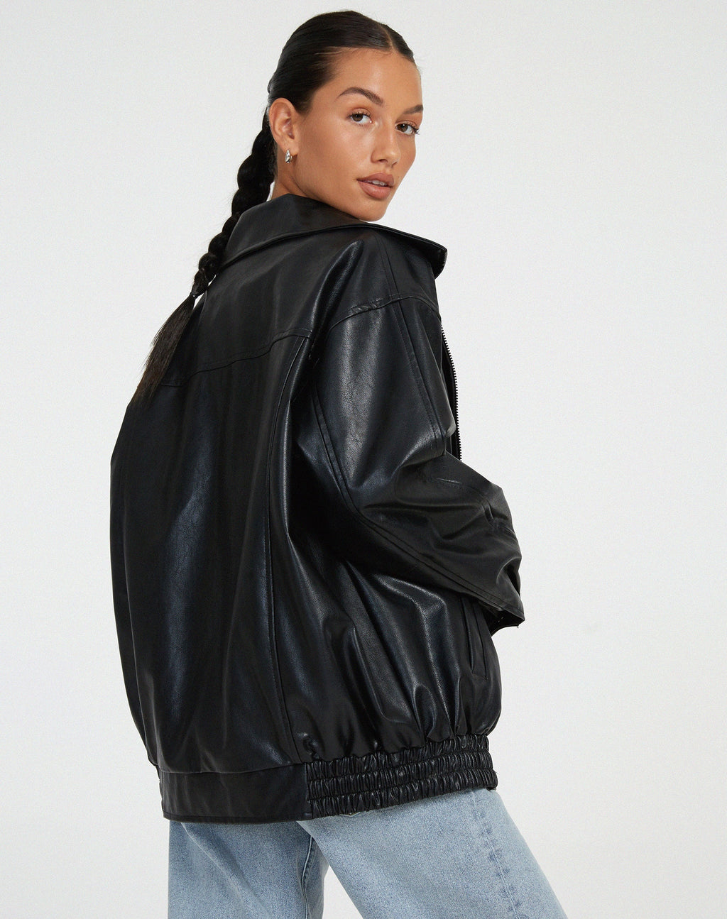 OVERSIZED FAUX SUEDE LEATHER JACKET FOR WOMEN