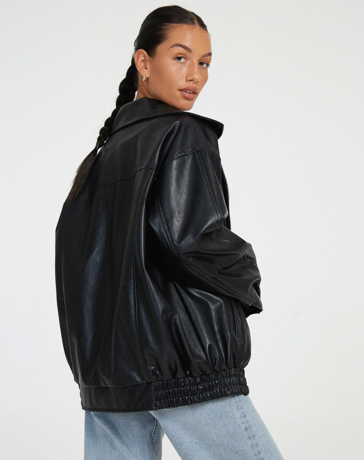 OVERSIZED FAUX SUEDE LEATHER JACKET FOR WOMEN