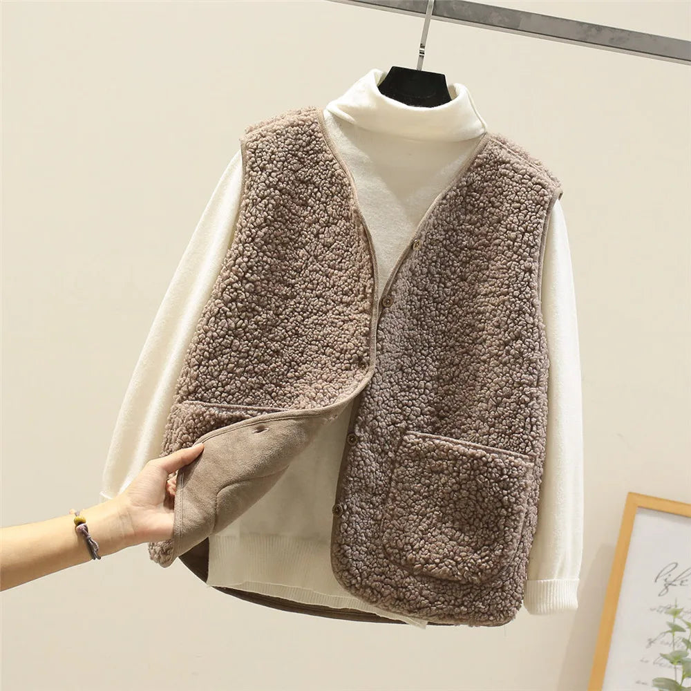 BUTTON FRONT FLEECE JACKET FOR WOMEN