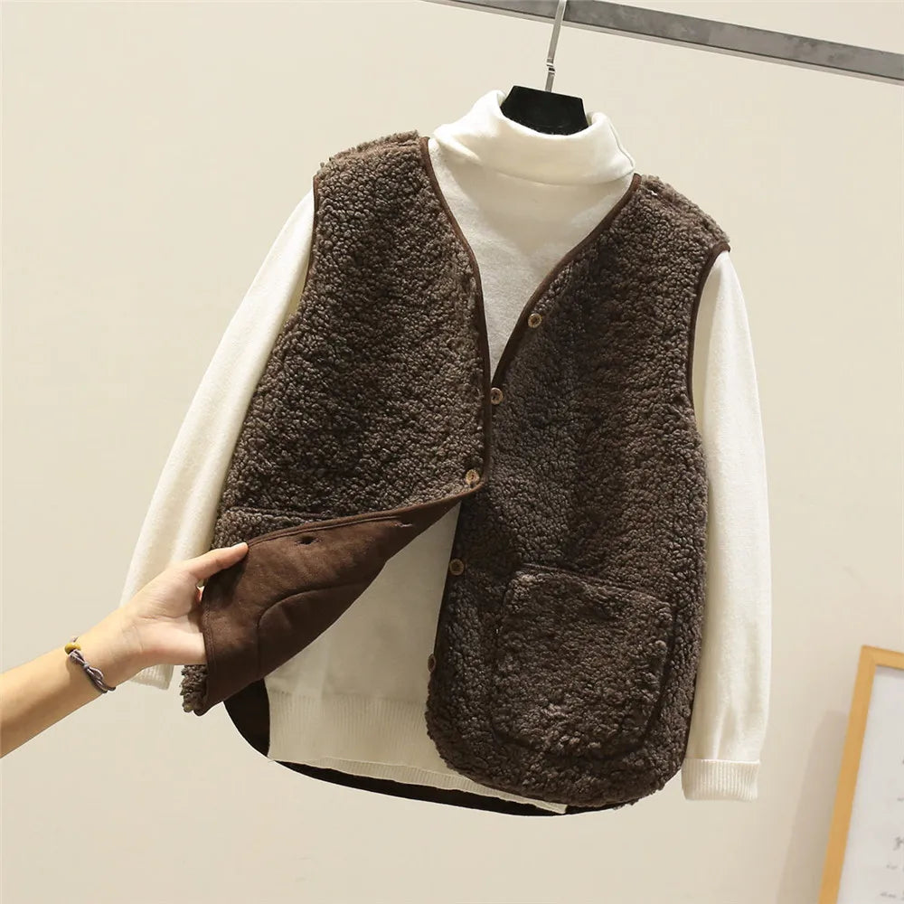 BUTTON FRONT FLEECE JACKET FOR WOMEN