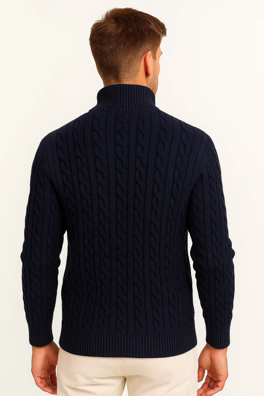 CABLE KNIT ZIP SWEATER FOR MEN