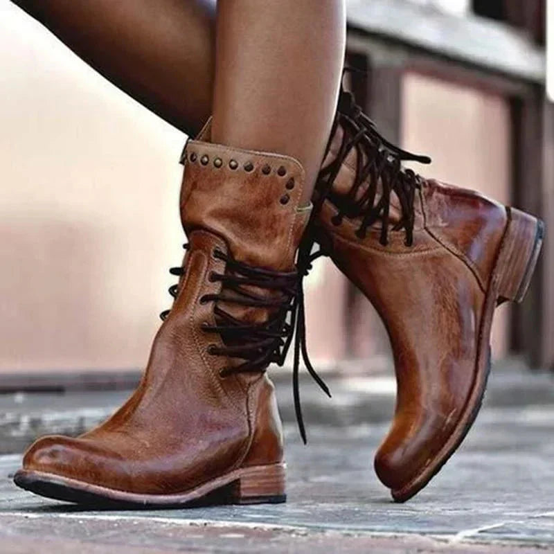 POINTED TOE LEATHER BOOTS FOR WOMEN