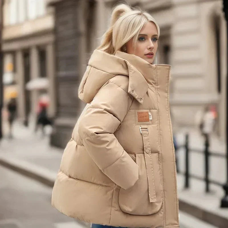 HOODED QUILTED PUFFER JACKET FOR WOMEN