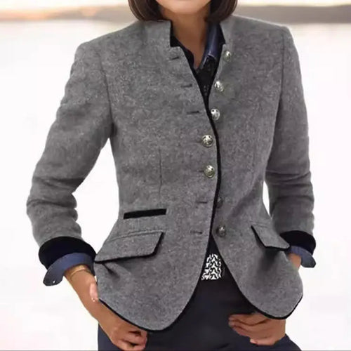 CONTRAST TRIM LAPEL BLAZER FOR WOMEN