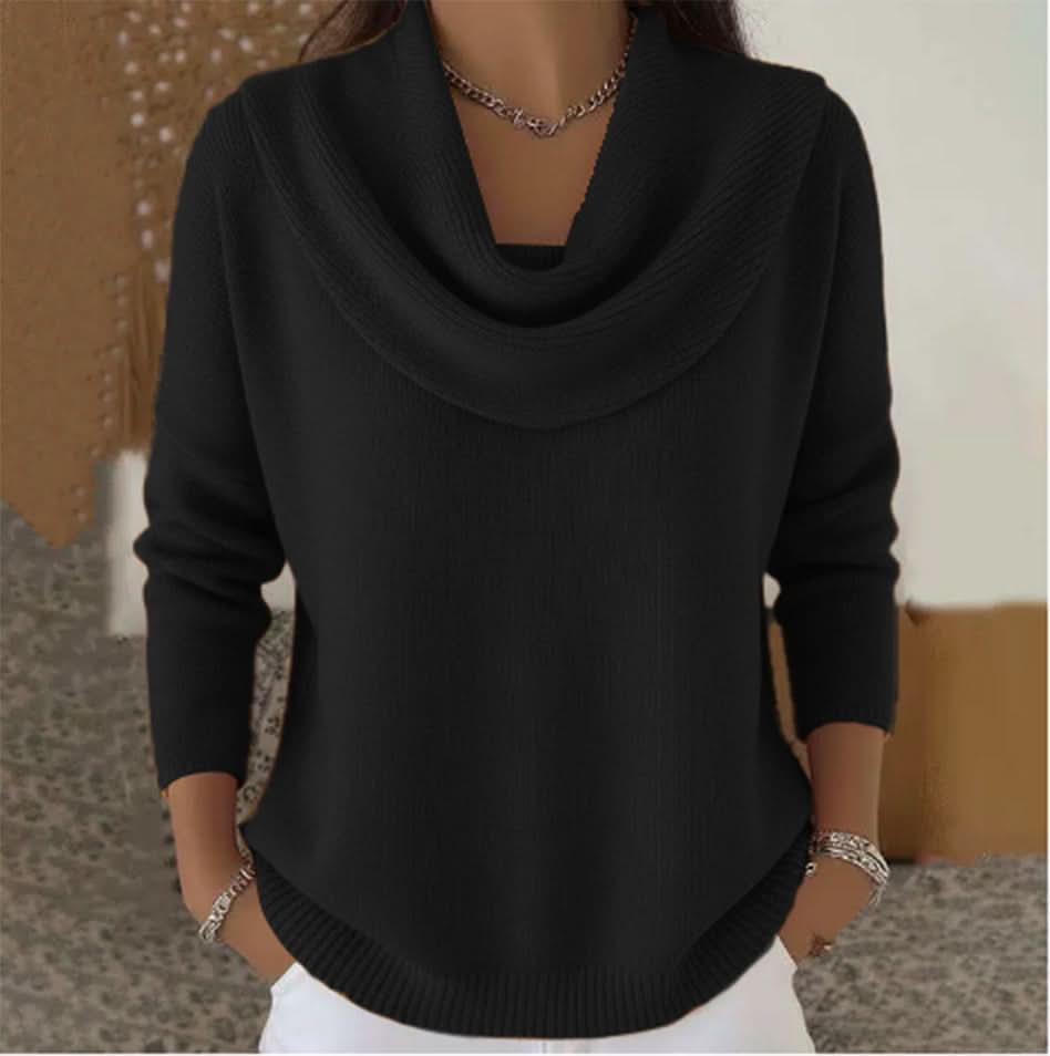COWL NECK KNIT SWEATER FOR WOMEN