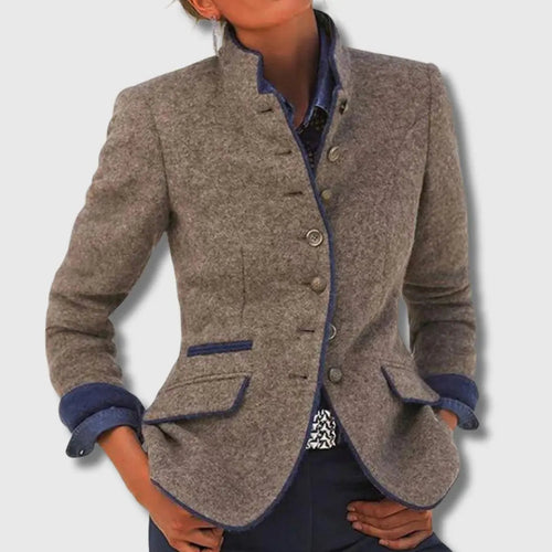 CONTRAST TRIM LAPEL BLAZER FOR WOMEN