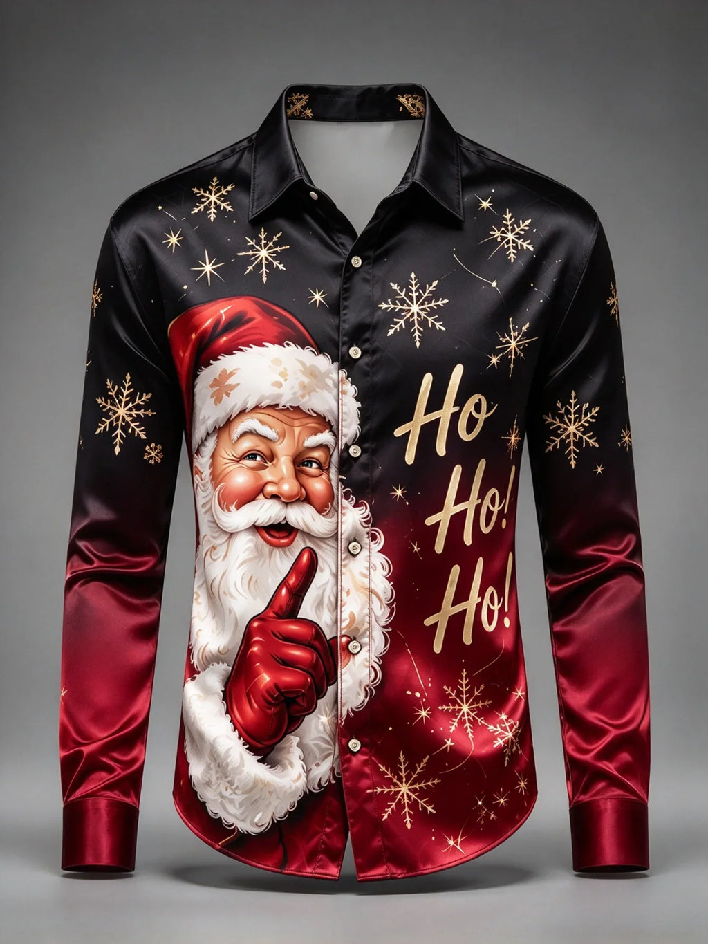 SANTA PRINT CHRISTMAS BLOUSE FOR MEN