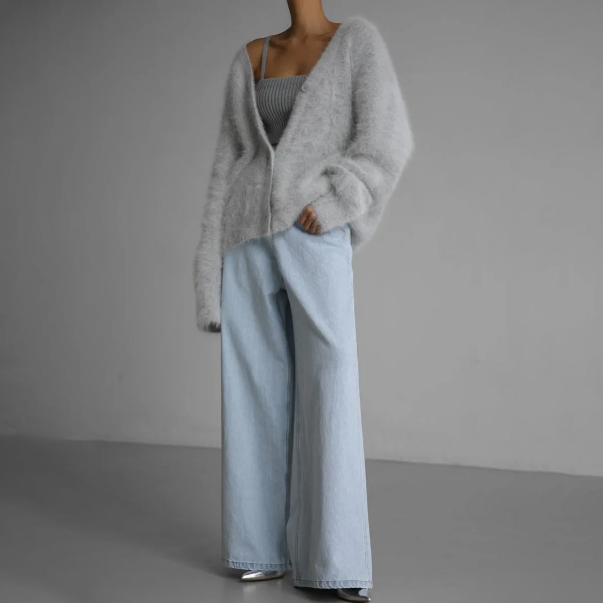 RIBBED KNIT CARDIGAN FOR WOMEN