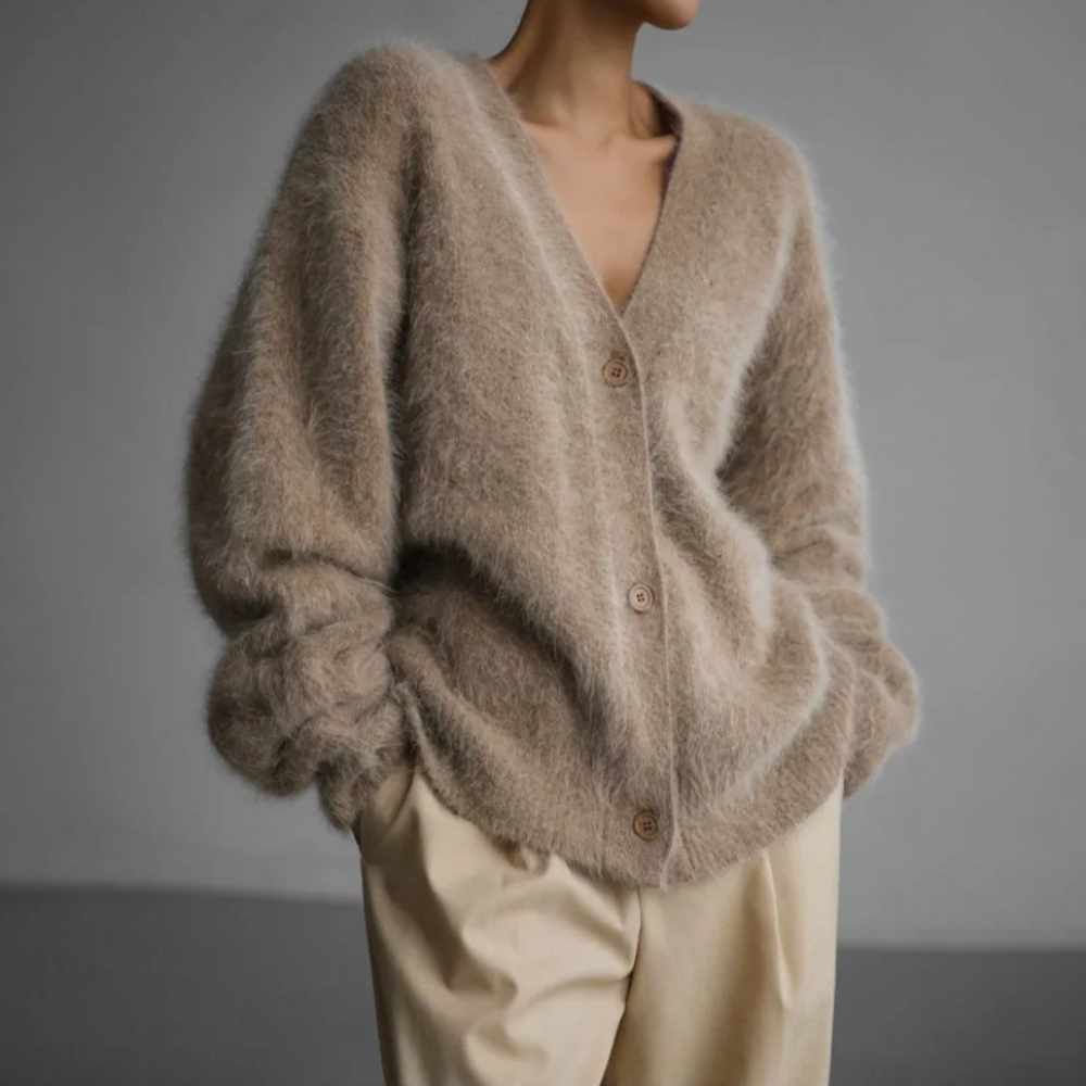 RIBBED KNIT CARDIGAN FOR WOMEN