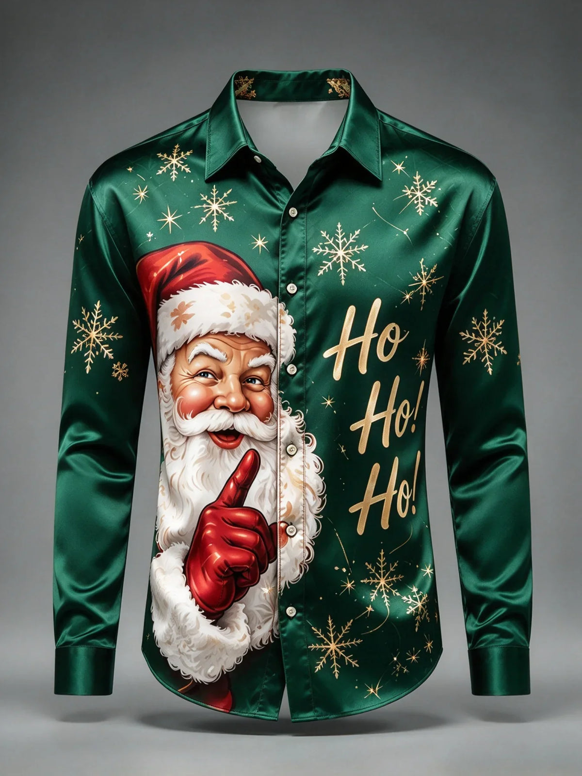 SANTA PRINT CHRISTMAS BLOUSE FOR MEN
