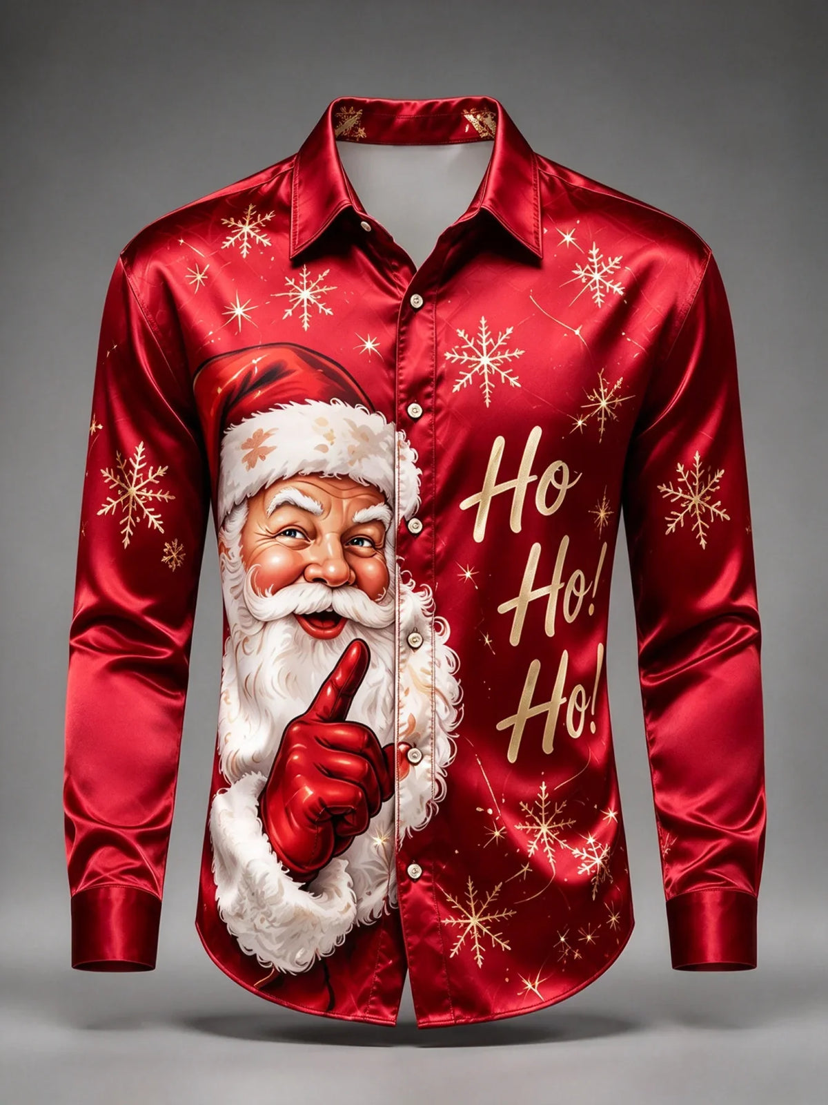 SANTA PRINT CHRISTMAS BLOUSE FOR MEN