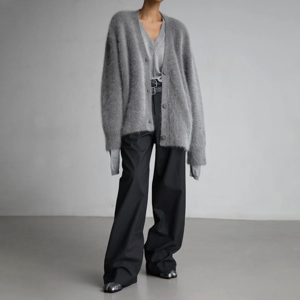 RIBBED KNIT CARDIGAN FOR WOMEN