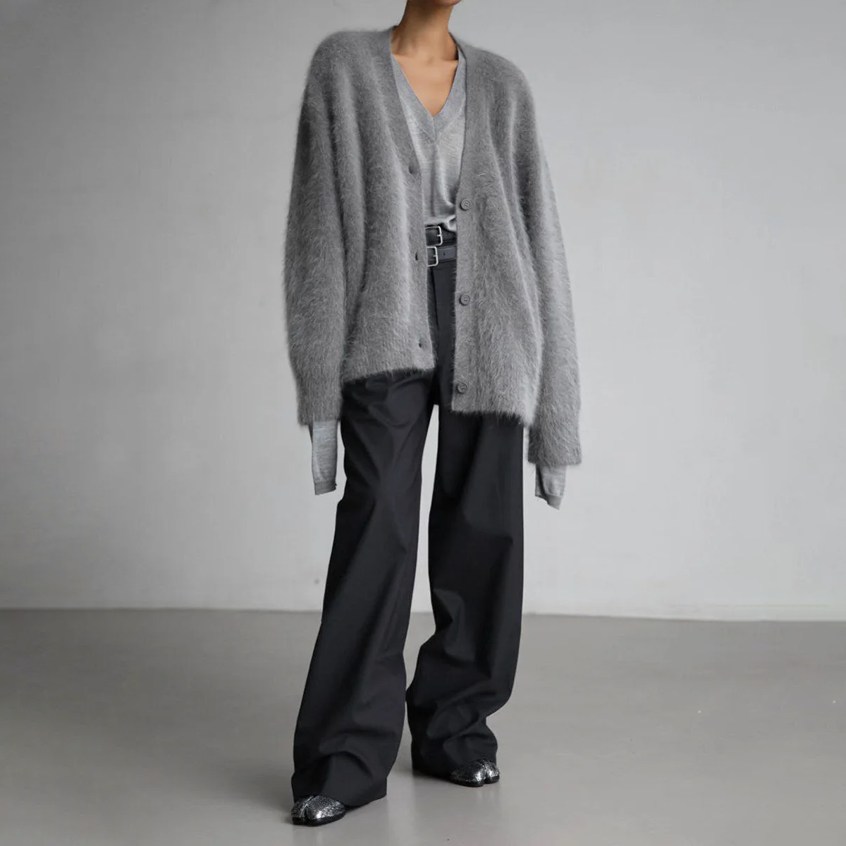RIBBED KNIT CARDIGAN FOR WOMEN
