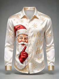 SANTA PRINT CHRISTMAS BLOUSE FOR MEN