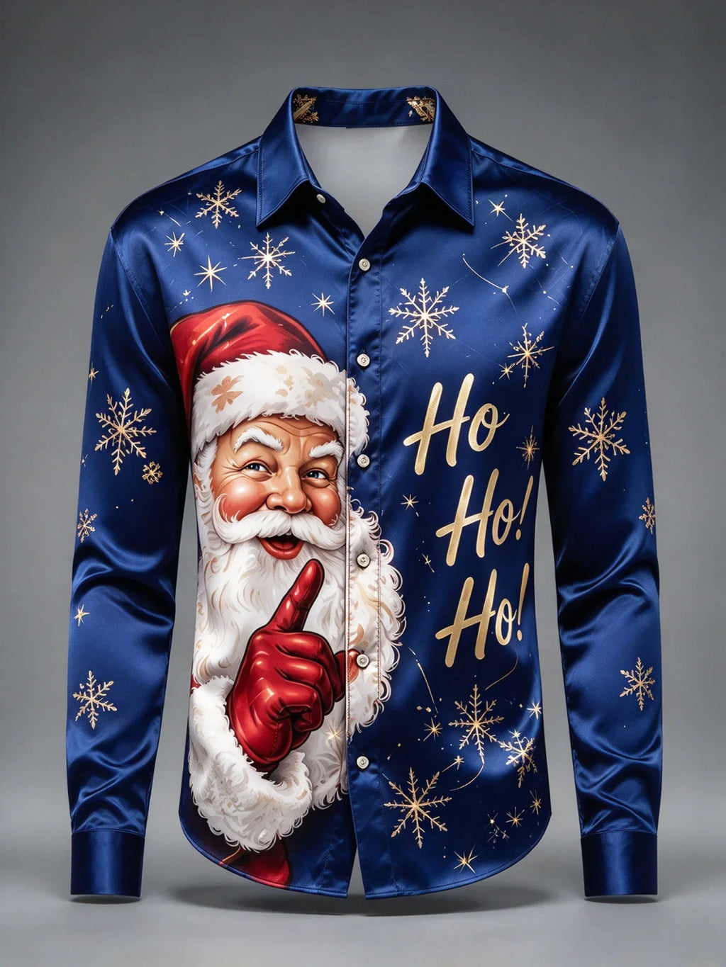SANTA PRINT CHRISTMAS BLOUSE FOR MEN