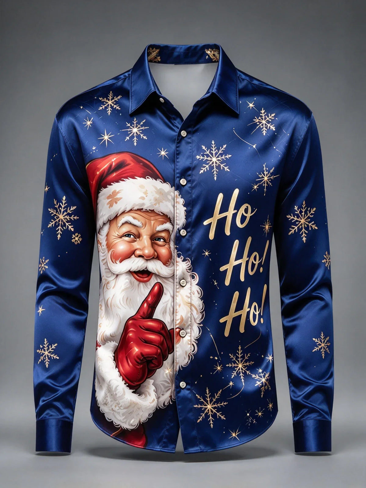 SANTA PRINT CHRISTMAS BLOUSE FOR MEN
