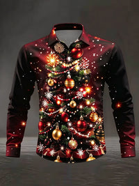 SNOWFLAKE PRINT CHRISTMAS BLOUSE FOR MEN
