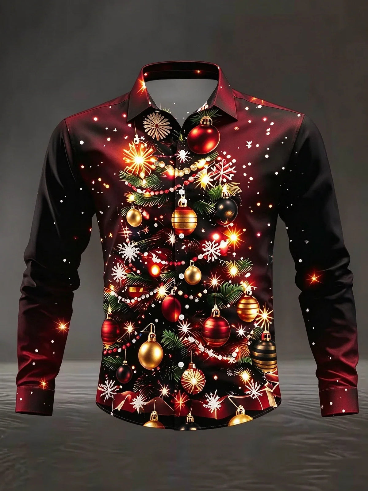 SNOWFLAKE PRINT CHRISTMAS BLOUSE FOR MEN