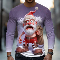 SANTA PRINT CHRISTMAS BLOUSE FOR MEN