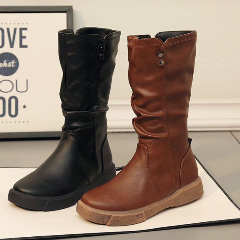 SLOUCHY STACKED HEEL WATERPROOF BOOT FOR WOMEN