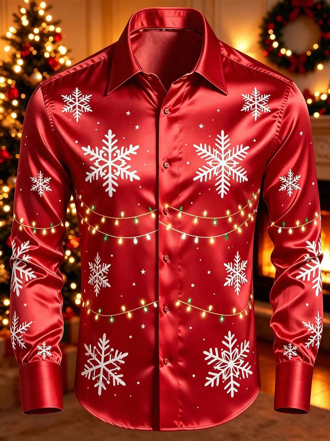 PRINTED COLLAR CHRISTMAS BLOUSE FOR MEN