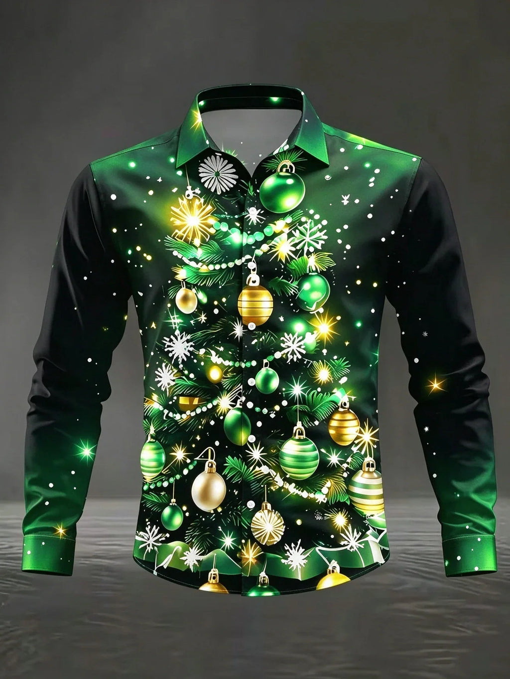 SNOWFLAKE PRINT CHRISTMAS BLOUSE FOR MEN