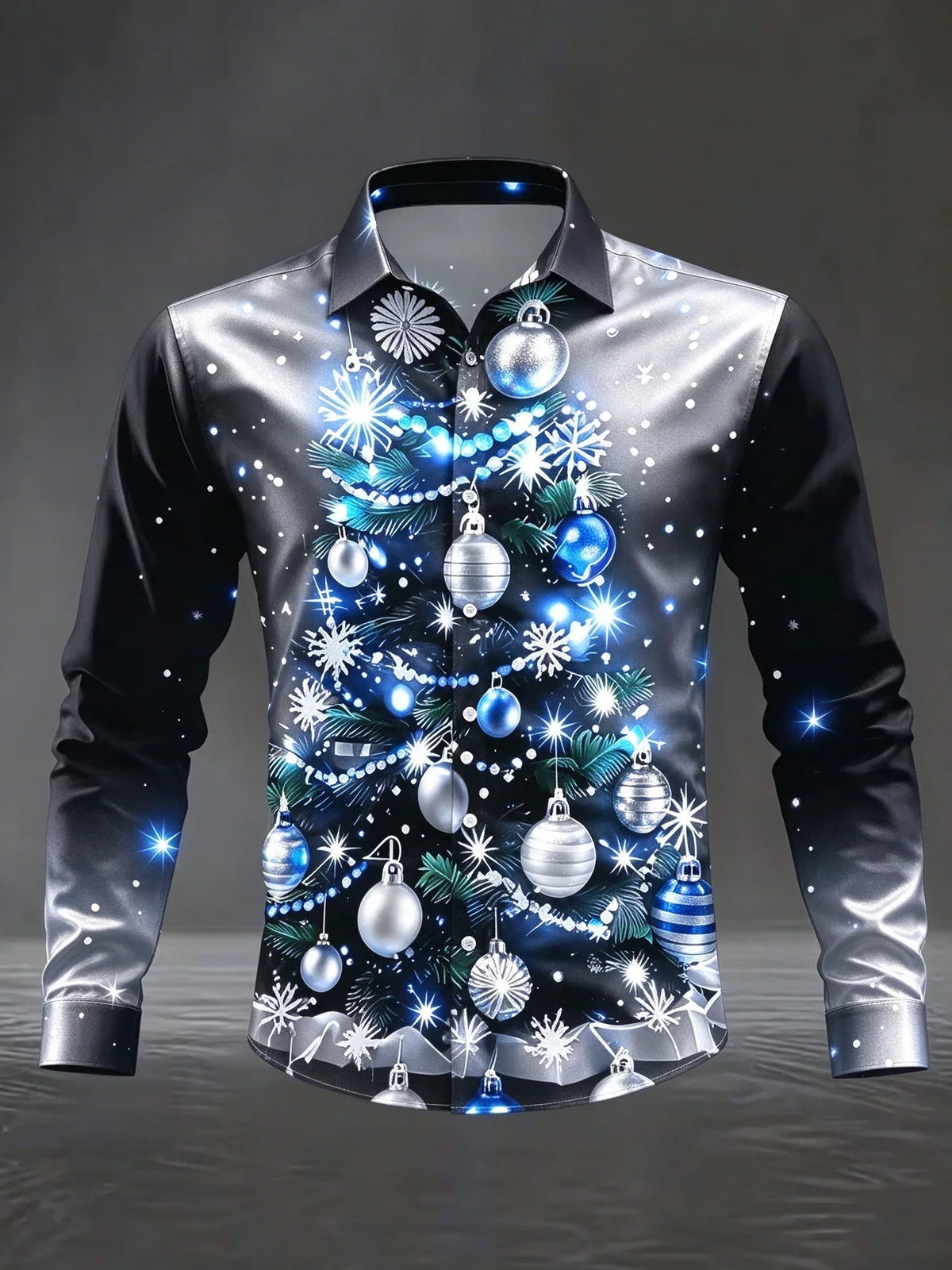 SNOWFLAKE PRINT CHRISTMAS BLOUSE FOR MEN