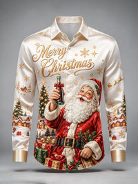SANTA PRINT CHRISTMAS BLOUSE FOR MEN
