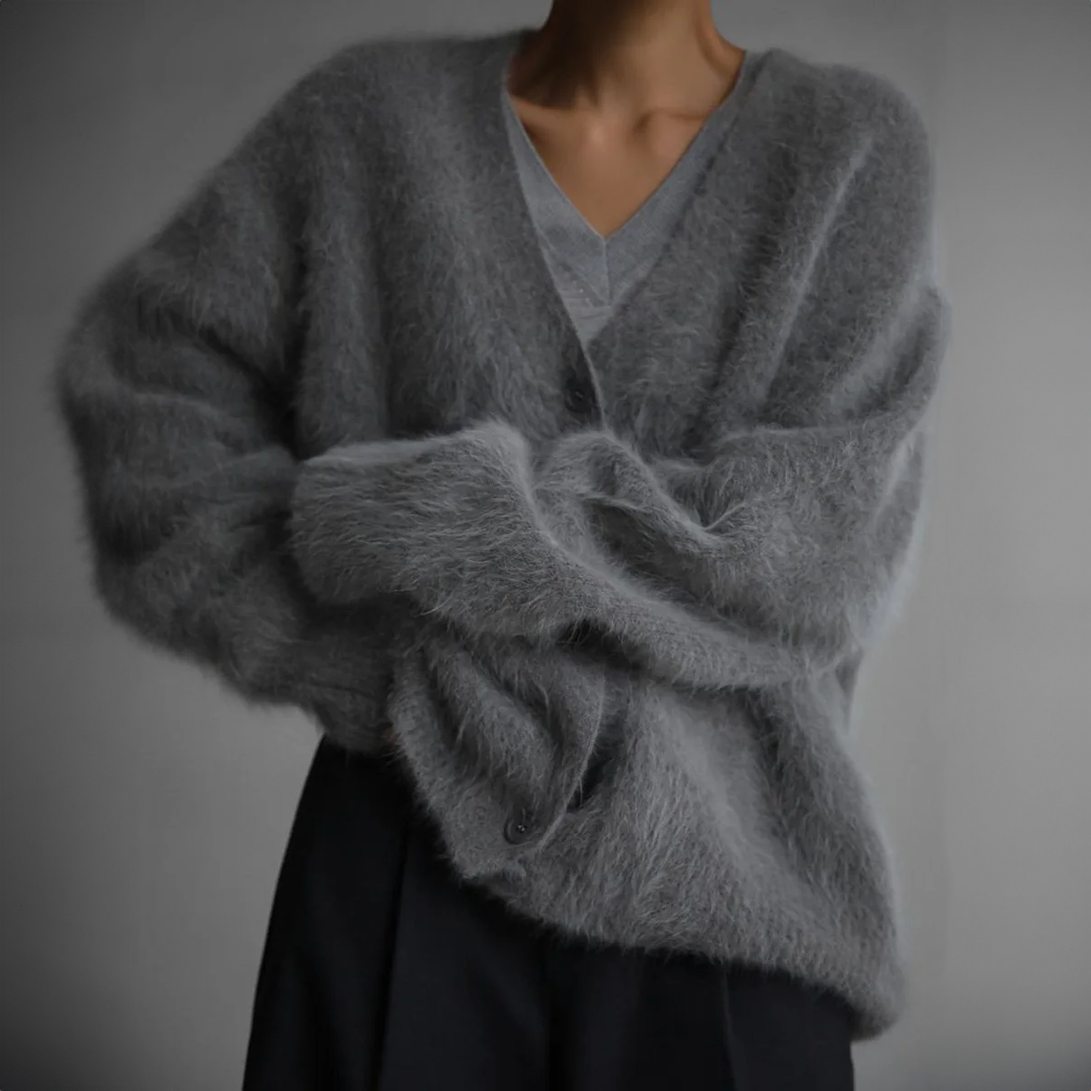RIBBED KNIT CARDIGAN FOR WOMEN