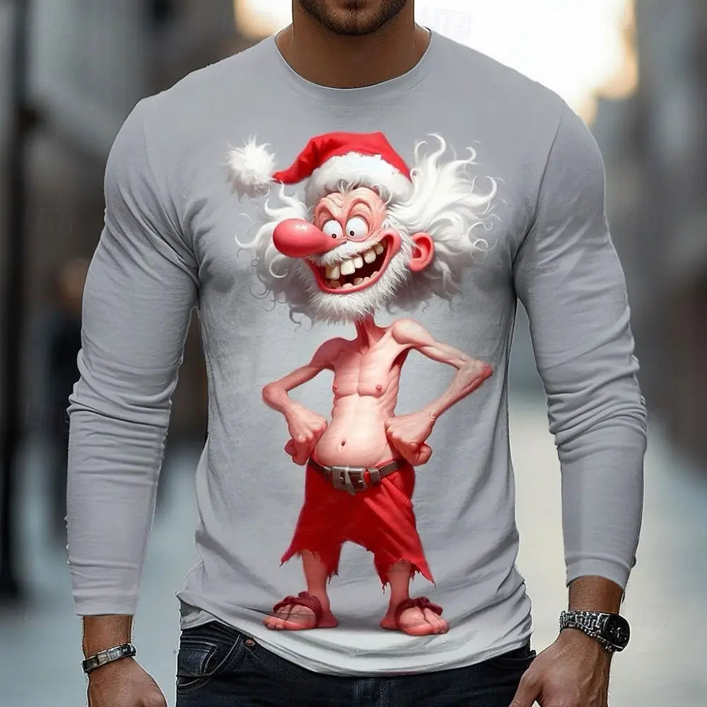 SANTA PRINT CHRISTMAS BLOUSE FOR MEN