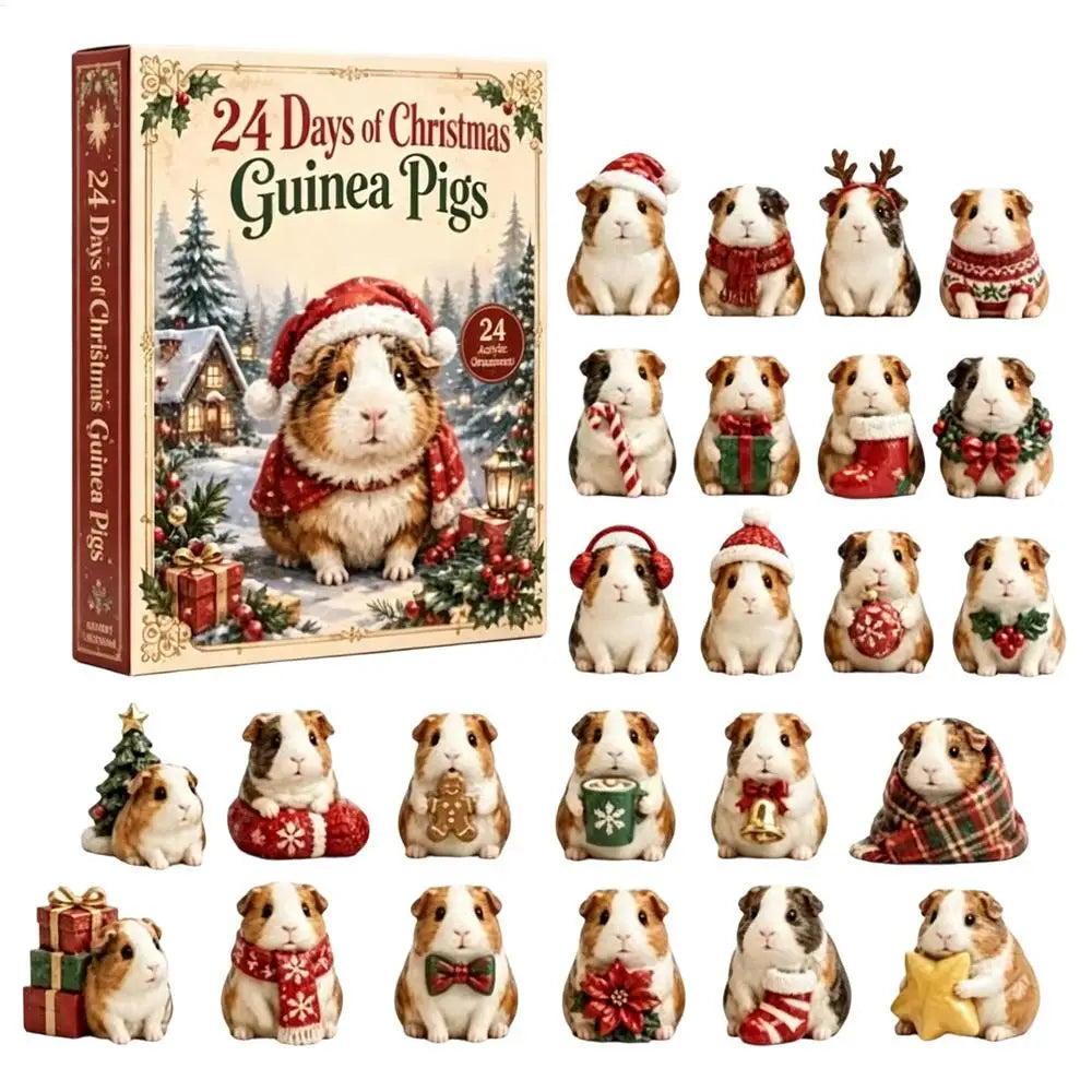 GUINEA PIG ADVENT CALENDAR – 24 NUMBERED ACRYLIC ORNAMENTS
