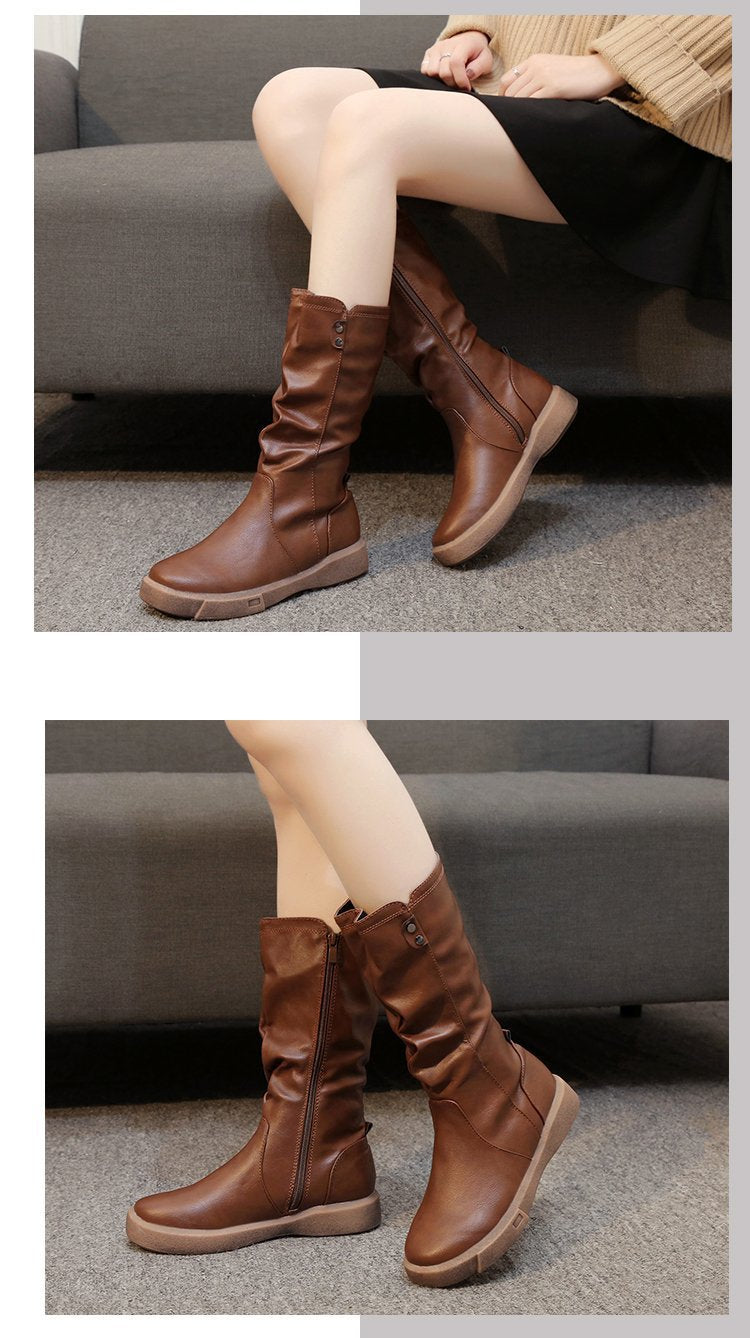 SLOUCHY STACKED HEEL WATERPROOF BOOT FOR WOMEN