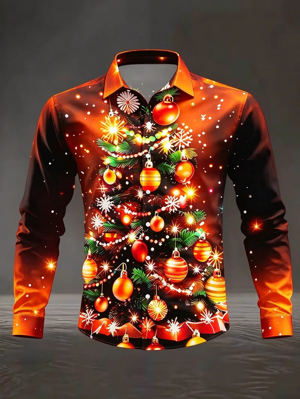 SNOWFLAKE PRINT CHRISTMAS BLOUSE FOR MEN