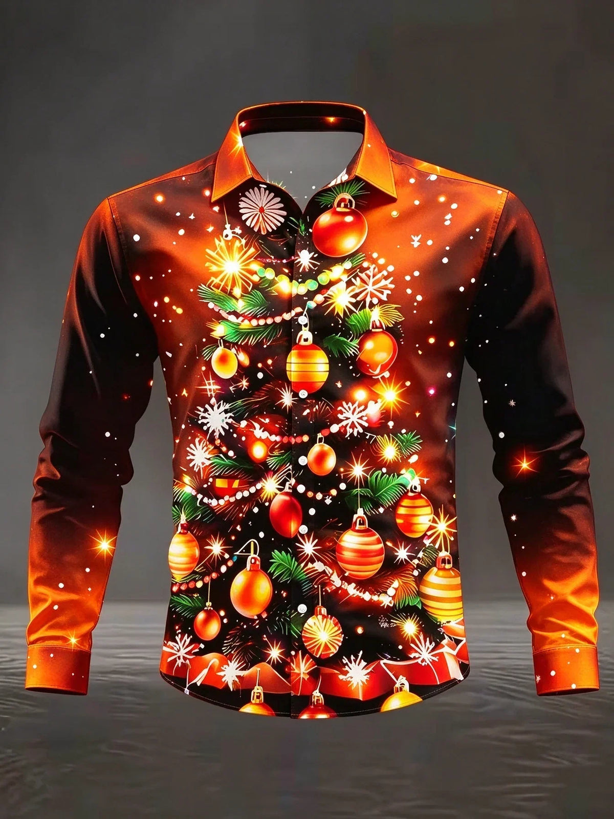 SNOWFLAKE PRINT CHRISTMAS BLOUSE FOR MEN