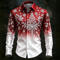 SNOWFLAKE PRINT CHRISTMAS BLOUSE FOR MEN